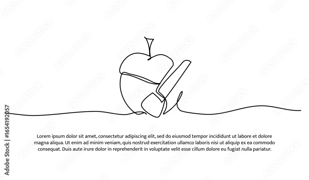 Poster one line of apple peller. abstract minimal continuous line.