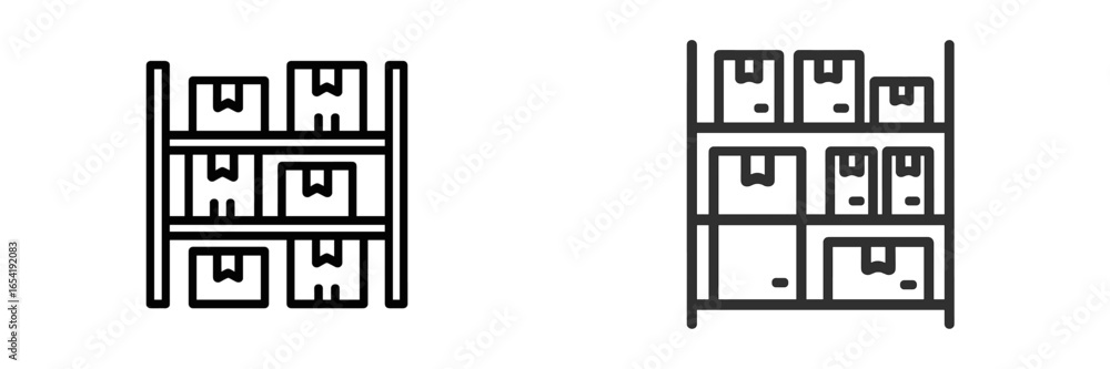 Poster vector illustration of storage shelves with boxes for use in design
