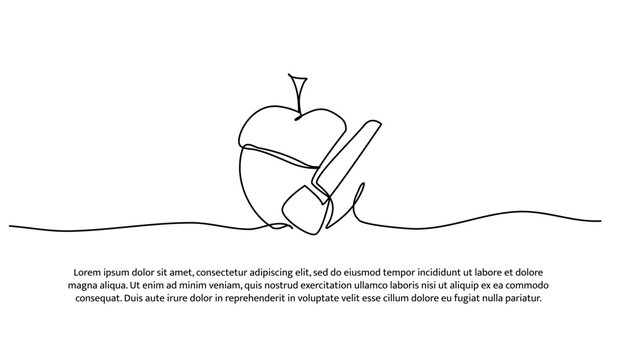 One line of apple peller. Abstract minimal continuous line.