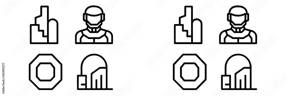 Poster futuristic robotics and architecture vector illustration