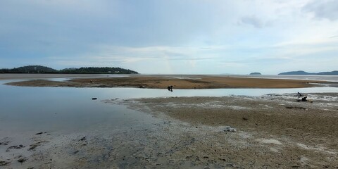 Exploring tranquil tidal flats coastal region nature photography serene environment aerial view...