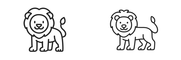 Obraz premium Cute vector lions in playful poses, showcasing their friendly nature