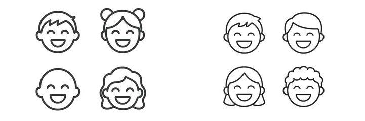 Smiling cartoon faces representing diverse children and adults