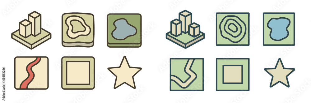 Aufkleber vector illustration of abstract shapes and icons for design use