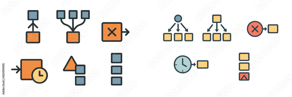Poster vector illustration of flowchart elements for design and planning