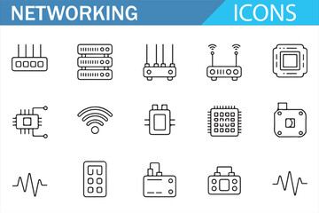 Digital Networking Icons Set for IT Solutions and Communication