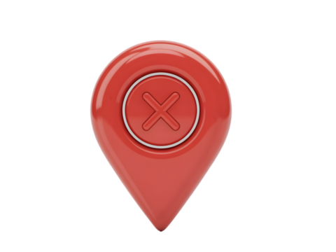 Glossy red location marker with cross symbol isolated on a transparent background image - Powered by Adobe
