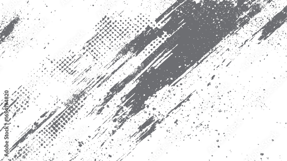 Poster halftone paint splatter texture. rough distressed grunge brush stroke with abstract dotted pattern. 
