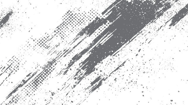 Halftone paint splatter texture. Rough distressed grunge brush stroke with abstract dotted pattern. Retro overlay texture for digital artwork