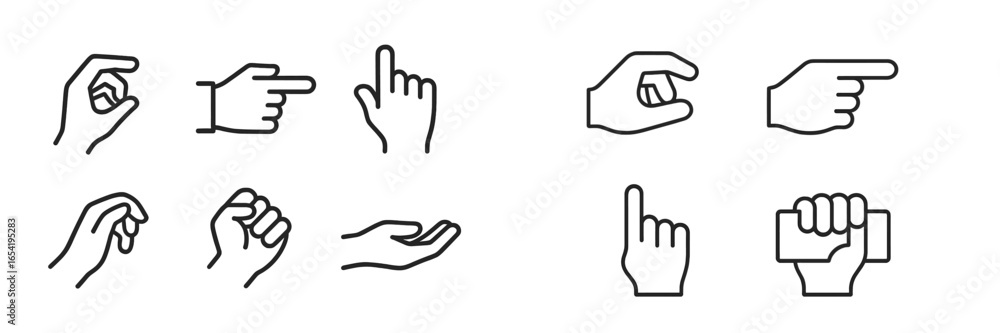 Poster hands showing various gestures for communication and direction