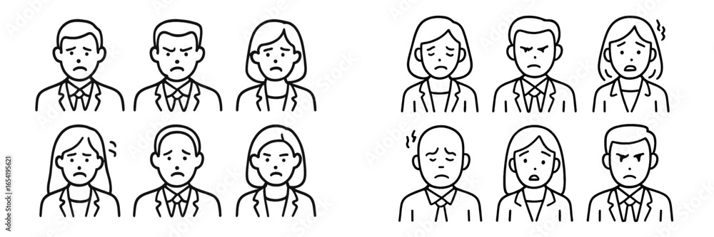 Poster emotions expressed through sketches of various characters in different situations and moods showcase