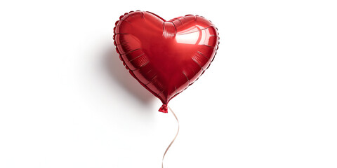 Heart shaped balloon floating isolated on clean white background