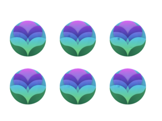 Layered petal logos isolated on a transparent background abstract blue