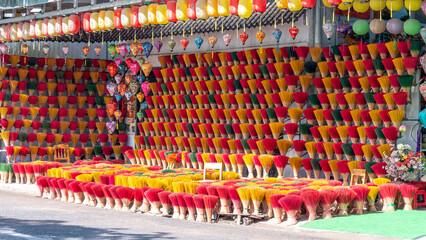 Traditional incense shop with colorful incense sticks in Hue, Vietnam
