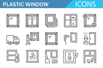Minimalistic Plastic Window Icons for Architecture and Renovation
