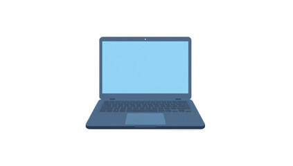 A simple, isolated laptop computer with a blank, blue screen, ready for use.