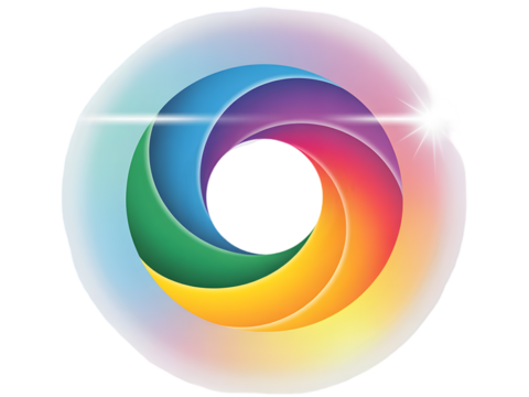 Swirling spectrum gradient abstract isolated on a transparent background blue circle