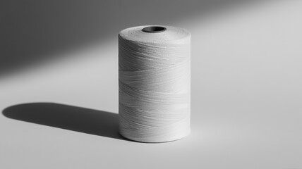 Spool of white thread isolated on white