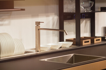 Faucet and sink in a modern kitchen