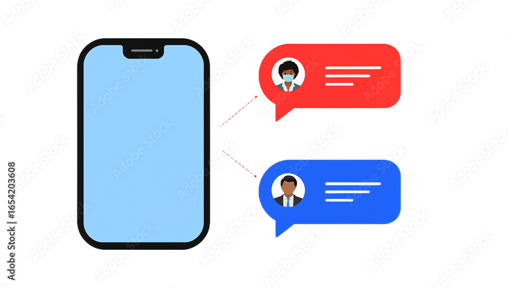 Poster smartphone displaying text messages from two different contacts.