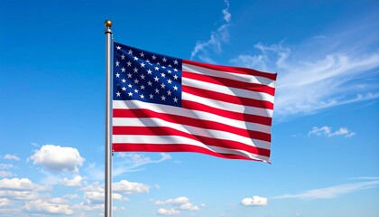 Fototapeta premium american flag on blue sky