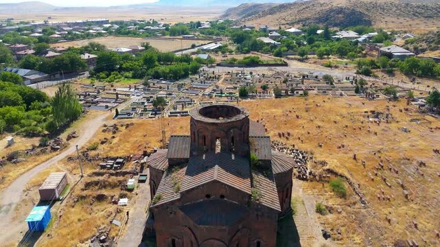 Cathedral of Talin. Talin, in the Aragatsotn Province of Armenia - 7th century. With drone