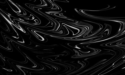 Black and White Abstract Liquid Marble Background – Fluid Wavy Pattern Texture