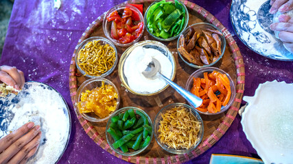 Traditional jams and cakes in Hue, Vietnam. Jams are made from tubers and fruits coated with sugar, mixed with tapioca starch and cut into slices to enjoy with warm tea with rich Hue flavor
