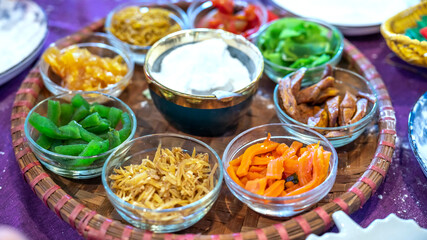 Traditional jams and cakes in Hue, Vietnam. Jams are made from tubers and fruits coated with sugar, mixed with tapioca starch and cut into slices to enjoy with warm tea with rich Hue flavor