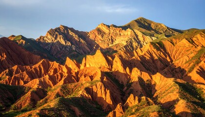Colorful mountain range at golden hour
