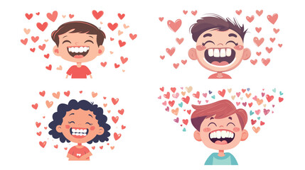 Fototapeta premium Cartoon Child Showing Clean Teeth with Big Smile – Dental Care Illustration