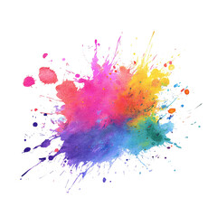 Fototapeta premium Colorful watercolor splash with vivid rainbow hues on black background