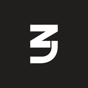 letter zj simple geometric linked logo vector