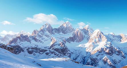 Obraz premium Majestic Snow-Covered Mountains in Golden Sunlight
