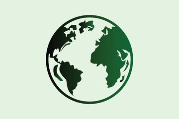 Green gradient earth globe icon on light green background