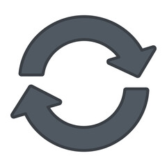 A gray circular arrow icon with two arrows pointing in opposite directions on a white background vector