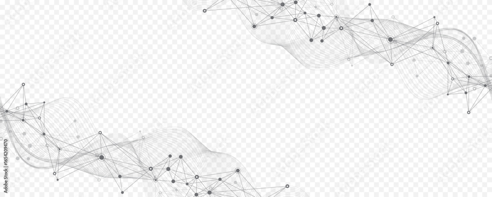 Poster abstract tech network connection dots. digital technology and big data analysis background. white ba
