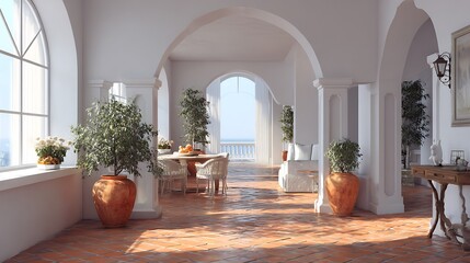 Sun-Kissed Tuscan Interior: A Harmonious Blend of Natural Light and Mediterranean Charm