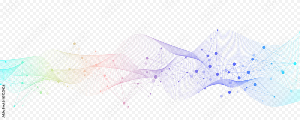 Poster abstract tech network connection dots. digital technology and big data analysis background. white ba