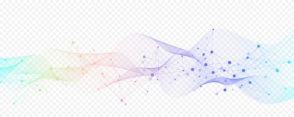 Abstract tech network connection dots. Digital technology and big data analysis background. White background with plexus lines. Geometric background with abstract mesh