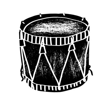 Drum. Music festival poster. Percussion musical instruments. Competition. A set of vector illustrations. Minimalistic design. Banner, flyer, cover, print.	