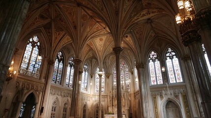 Exquisite interior showcasing gothic architecture of a historical landmark cathedral