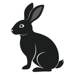 Black rabbit sitting profile view with long ears animal mammal