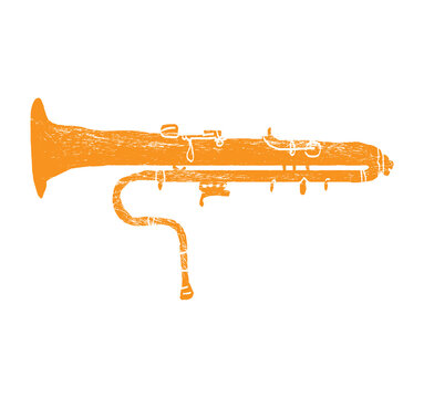 Ophicleide. Music festival poster. Wind musical instruments. Competition. A set of vector illustrations. Minimalistic design. Banner, flyer, cover, print.	