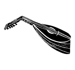 Kobza, folk. Music festival poster. String musical instruments. Competition. A set of vector illustrations. Minimalistic design. Banner, flyer, cover, print.	