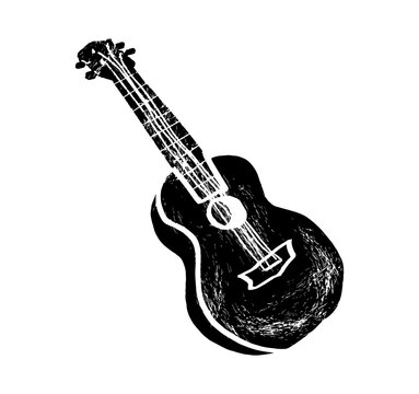 ukulele, Guitar, bracket, quadrant, folk. Music festival poster. String musical instruments. Competition. A set of vector illustrations. Minimalistic design. Banner, flyer, cover, print.	