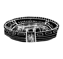 sport arena, stadium soccer icon, venue tournament, flat vector illustration