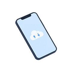 Smartphone displaying a cloud storage icon, illustrating data transfer.