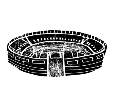 sport arena, stadium soccer icon, venue tournament, flat vector illustration