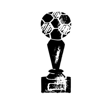 Vector football cup trophy. Cup with graven football ball. Creative soccer, champions cup concepts. Modern flat design graphics for web sites, web banners, printed materials. Vector illustration
